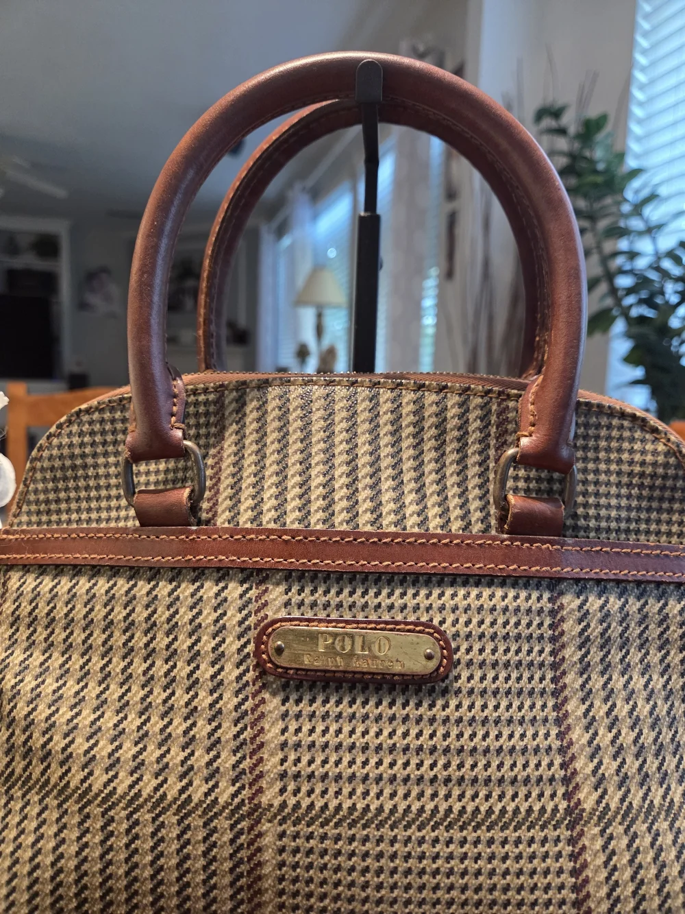 Vintage Polo by Ralph Lauren Brown Plaid Top-Handle Bag